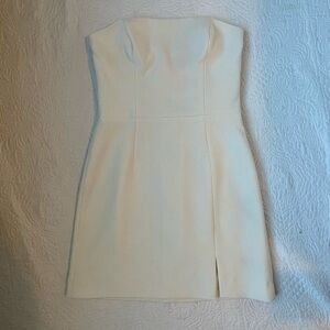French Connection Whisper Mini Dress- Strapless White Graduation Dress